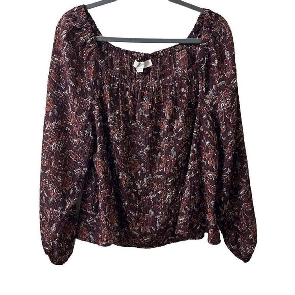 NWT LOFT Womens Size L Peplum Crop Cold Shoulder Stretchy Half Sleeve Floral - Picture 1 of 7